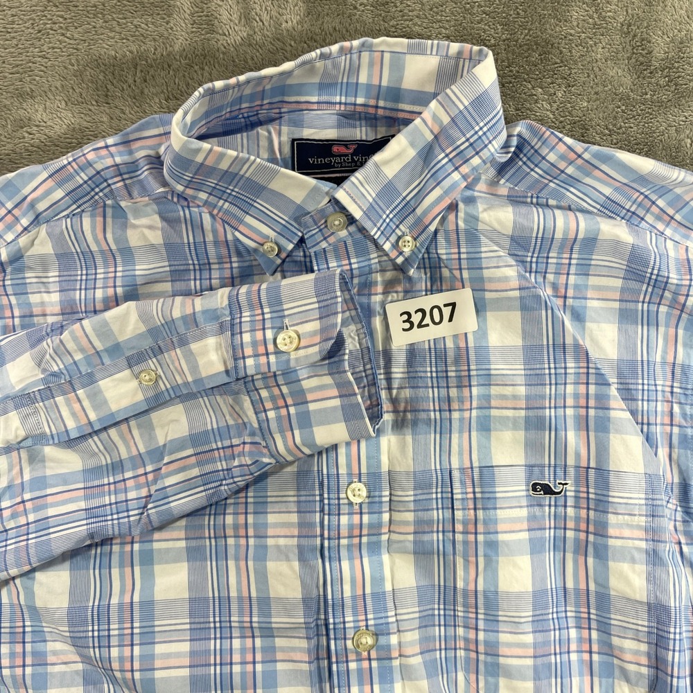 Vineyard Vines Button Down Mens M Blue Plaid Classic Fit Tucker Shirt 1W1514